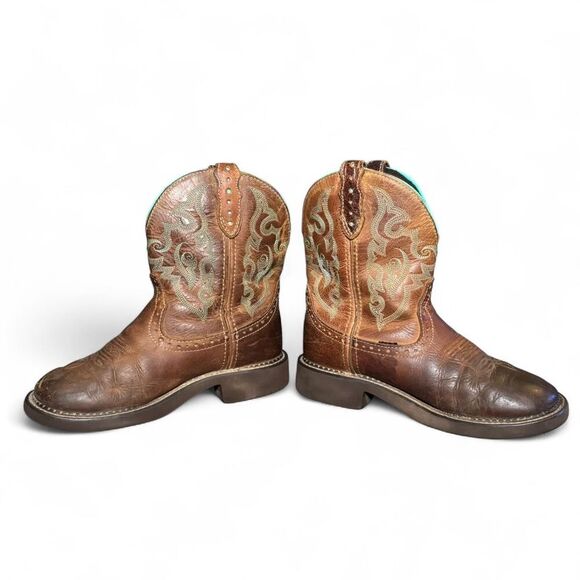 Justin Women’s Western Cowboy Boots Size 6.5 B Brown Leather Embroidered L9606 - Picture 6 of 8